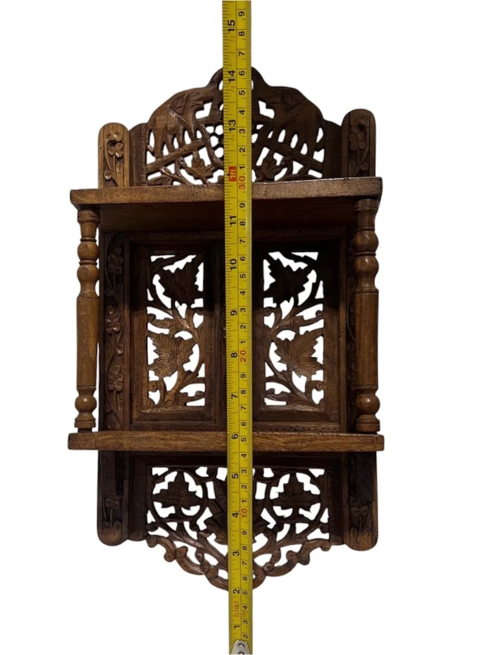 Vintage Carved Wood Elephant Wall Shelf Boho Indian Style Decor